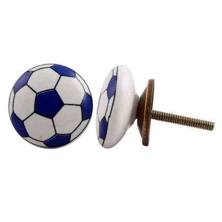 Navy Blue Football Ceramic Flat Knob
